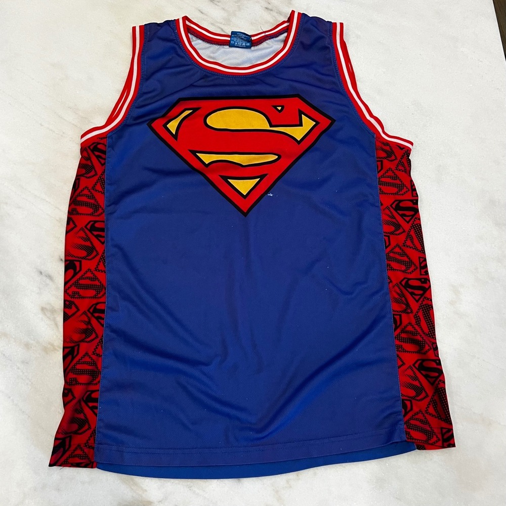 90s Vintage Superman‎ Basketball Jersey L Large DC Comics